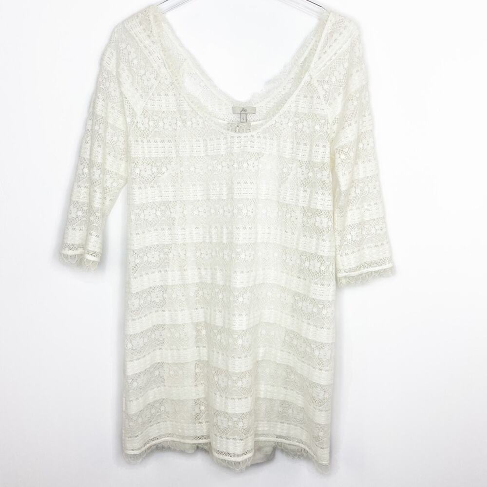 Joie Cream Floral Lace Overlay Mini Dress With Shell With Small